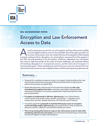 Encryption and Law Enforcement Access to Data cover