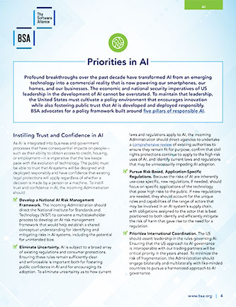 BSA Priorities in AI cover