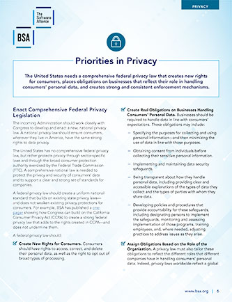 BSA Priorities in Privacy cover