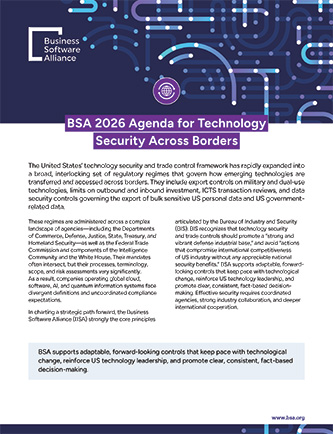 BSA 2026 Agenda for Technology Security Across Borders cover
