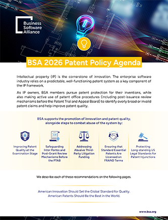 US: BSA US Patent Policy Agenda cover