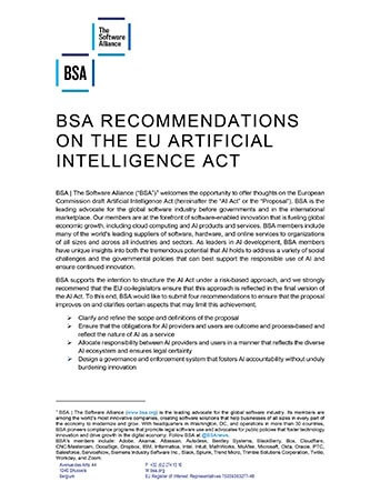 EU: BSA AI Act Position Paper cover