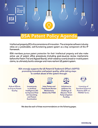 BSA US Patent Policy Agenda cover