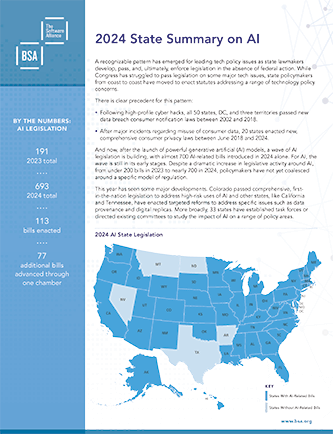 US: BSA 2024 State Legislative Summary AI cover