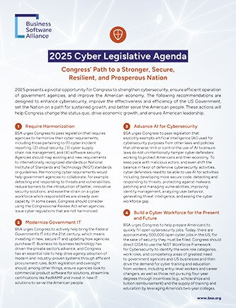 US: BSA 2025 Cyber Legislative Agenda cover