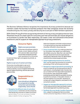 BSA Global Privacy Priorities cover
