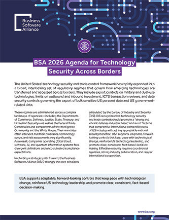 BSA 2026 Agenda for Technology Security Across Borders cover