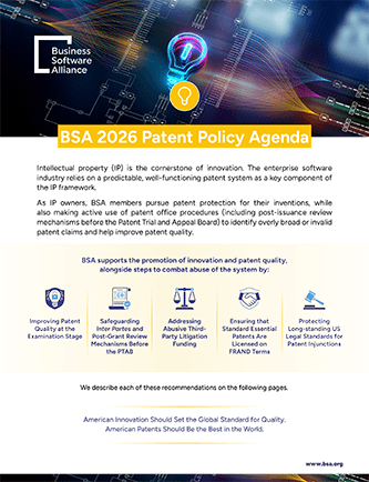 US: BSA US Patent Policy Agenda cover